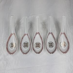 5 Porcelain ASIAN Chinese Soup‎ Tasting Spoons Miso Pho Ramen